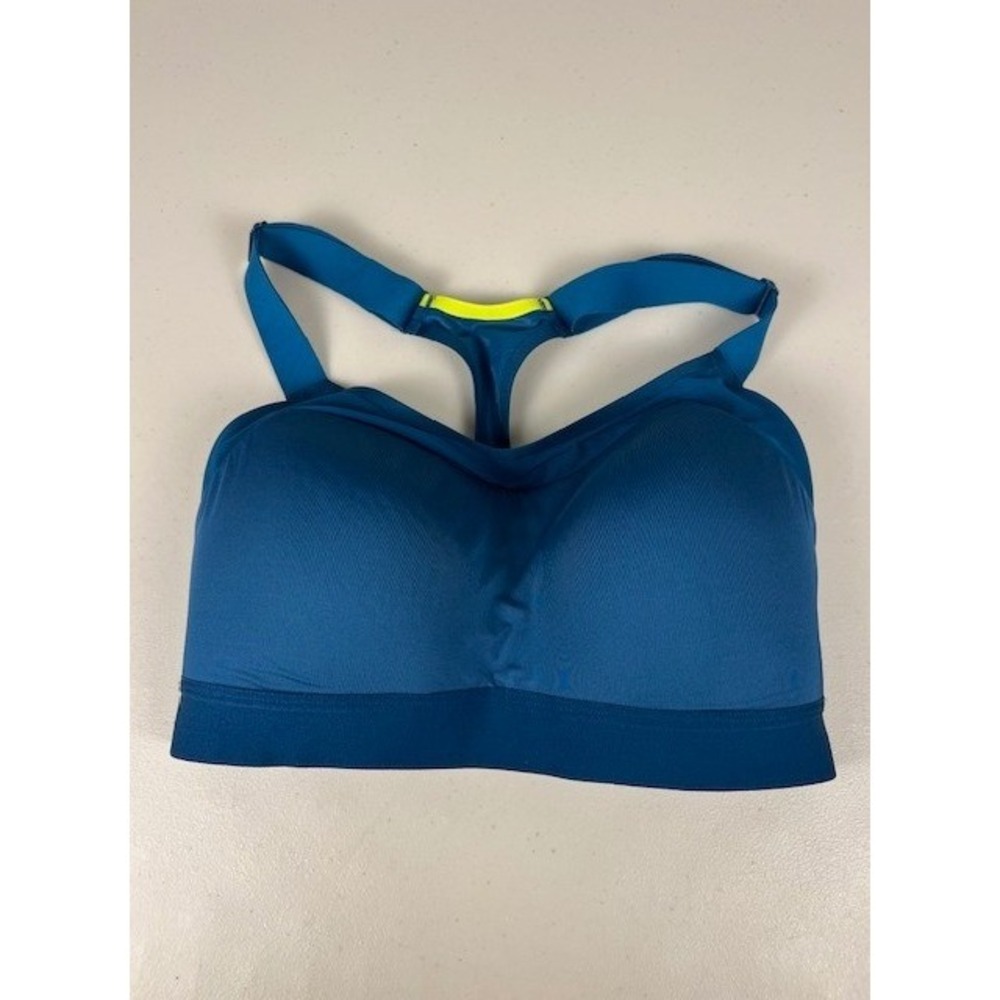 Brooks Dare Scoopneck Run Bra Blue Neon Yellow High Impact‎ Sports Bra 32DD